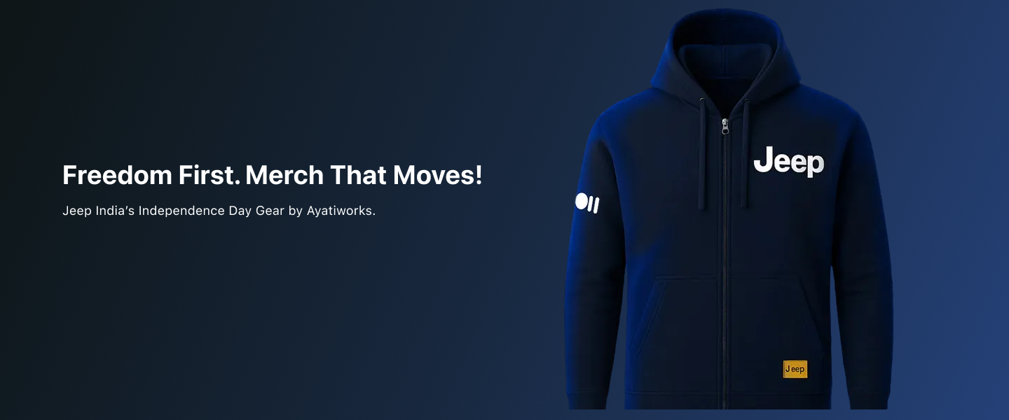 Jeep India Independence Day merchandise campaign, stylish UI/UX and sales-driving creatives by Ayatiworks